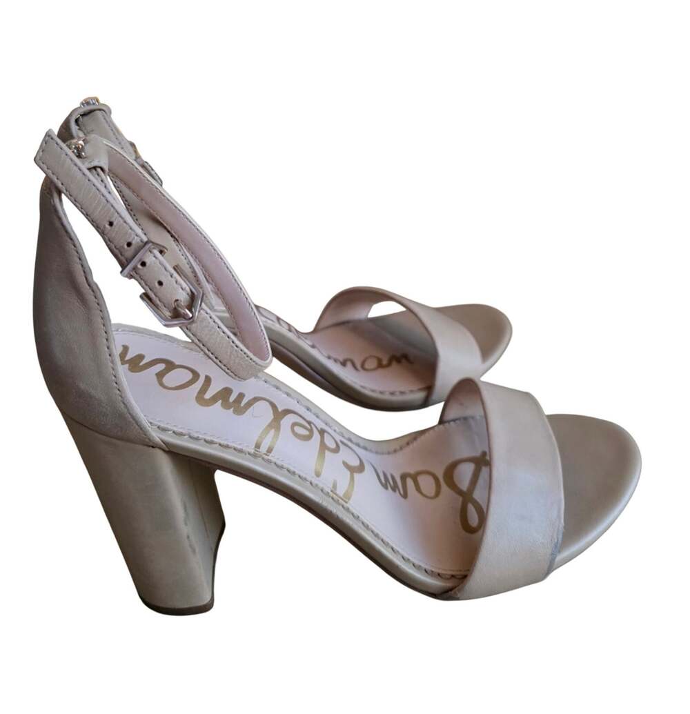 Sam Edelman Yaro Block Heel Nude Leather Sandals Size 8 M